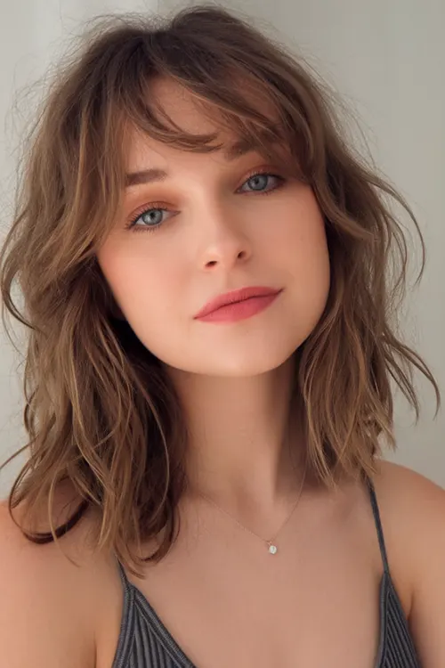 Estilo de Cabelo Fara Face Arredondada: Corte Choppy Médio com Franja Suave Estilo de Cabelo Fara Face Arredondada: Corte Choppy Médio com Franja Suave